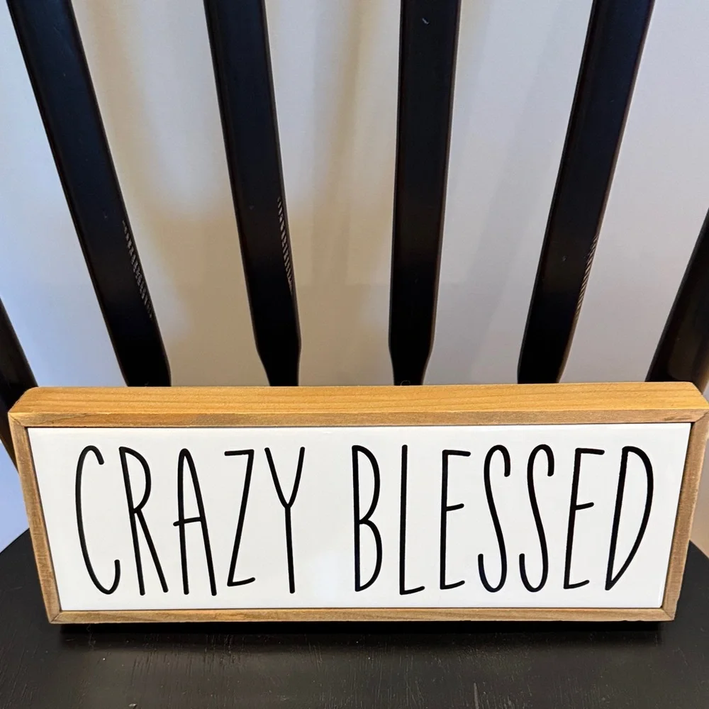 'Crazy Blessed' Wood Framed Sign - Black and Natural - Picture 1 of 6